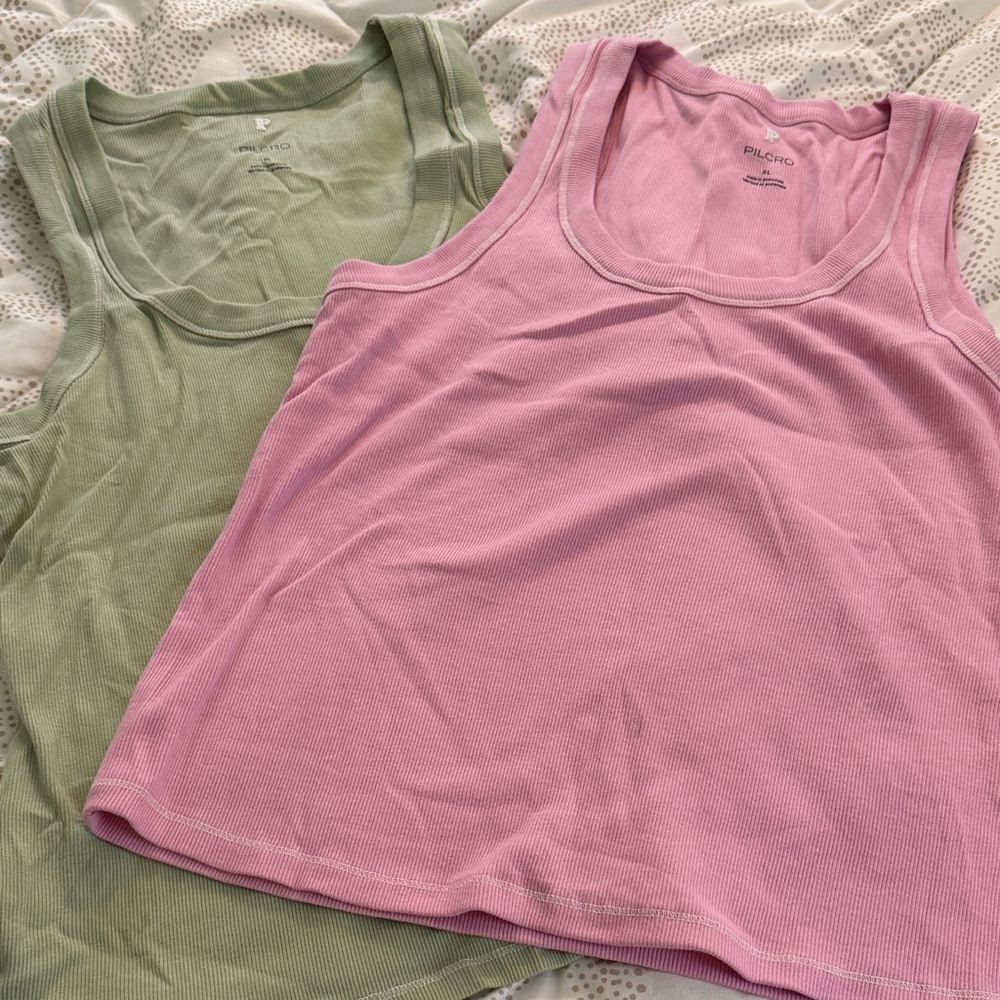 Pilcro Pink and Green Tank Tops